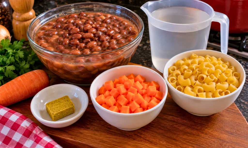 Ingredientes para preparar a sopa de feijão caseira