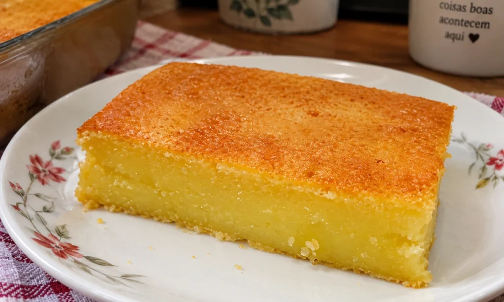 Bolo caçarola italiana super cremosa no prato