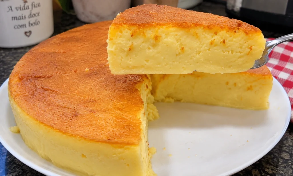 Bolo mole de fubá mega cremoso no prato