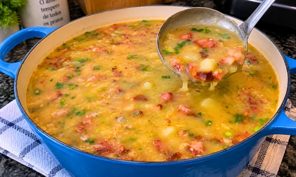 Caldo de Mandioca com calabresa e bacon