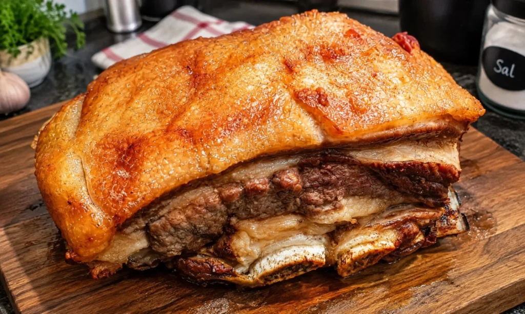 Costela na airfryer suculenta macia sobre a tábua