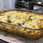 Arroz de forno com frango cremoso, fácil e gratinado