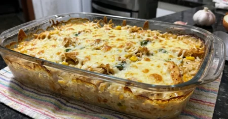 Arroz de forno com frango cremoso, fácil e gratinado