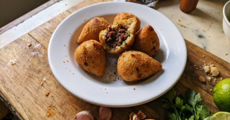 Coxinha de carne seca: receita prática, 45 min, rende 20 unidades